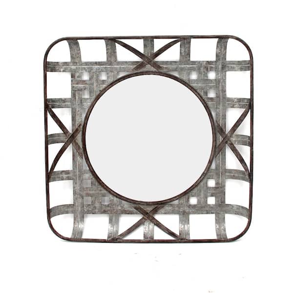 StyleWell Medium Square Grey Antiqued Farmhouse Accent Mirror (24 in. H x 24 in. W)