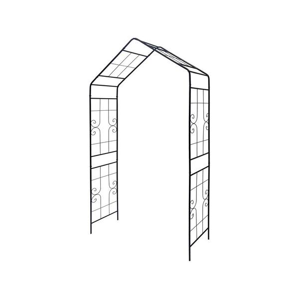 94.5 in. x 56.3 in. Iron Garden Arbor Trellis in Black