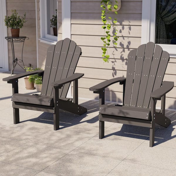 JOYESERY Coffee HIPS Plastic Weather Resistant Adirondack Chair for Outdoors (2-Pack)