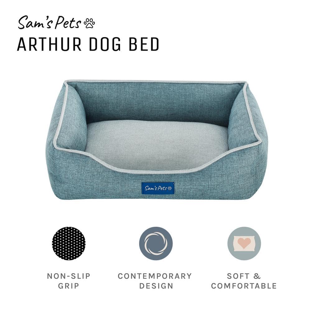 Teal and Gray Polyester Elevated Outdoor Pet Bed, X-Small