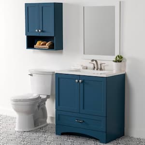 Lancaster 31 in. Single Sink Admiral Blue Bath Vanity with White Cultured Marble Top (Assembled)