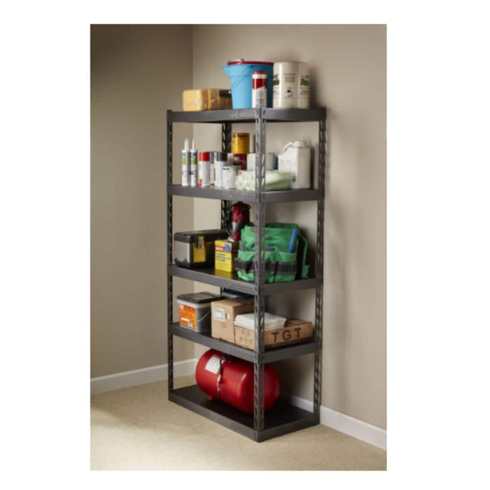 Black Metal 36" Garage Storage Rack with Five Shelves