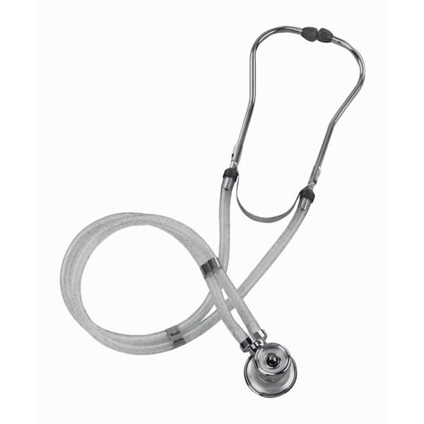 MABIS Sprague Rappaport Stethoscope with 5 Interchangeable Chest Pieces 3 Bells and 2 Diaphragms 30 in. Adult Black