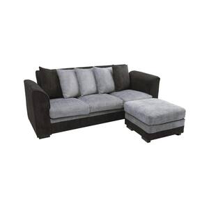 2-Piece rectangle fabric TopBlack Living room set (3-seater sofa and ottoman )