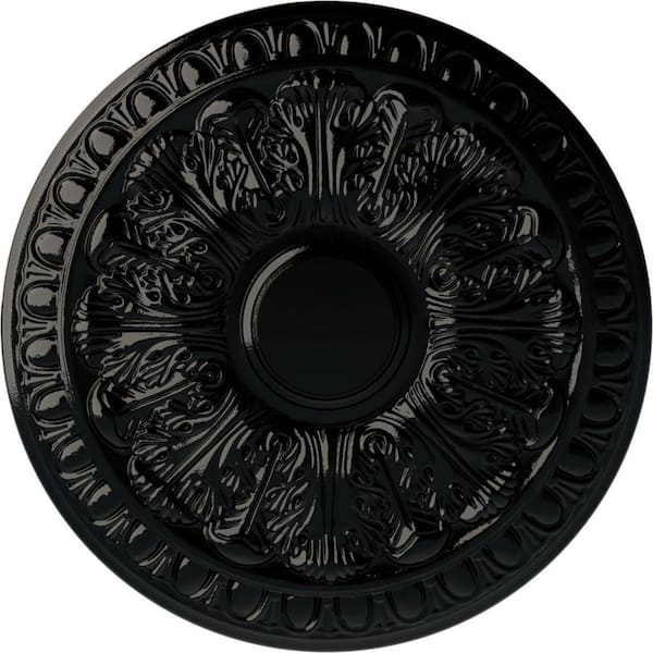 Ekena Millwork 15-3/4 in. x 1-1/2 in. Colton Urethane Ceiling Medallion (Fits Canopies upto 4-3/4 in.), Black Pearl
