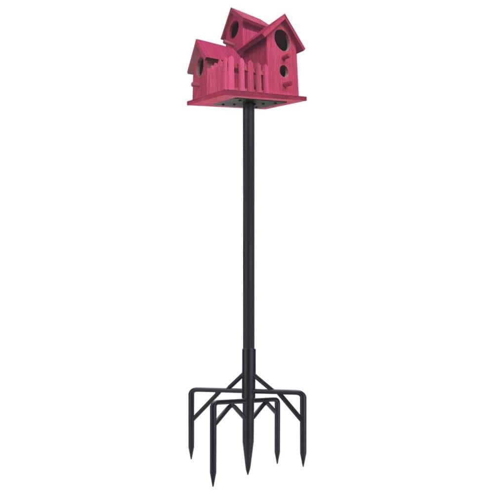 Gymax Outdoor Wild Bird Feeder Weatherproof House Design Garden Yard Decoration Red Gymax Outdoor Wild Bird Feeder Weatherproof House Design Garden Yard Decoration Red