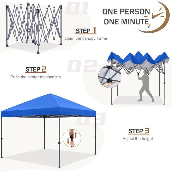 【popo】 ABCCANOPY 12 ft. x 12 ft. Blue Instant Pop Up Canopy Tent Outdoor