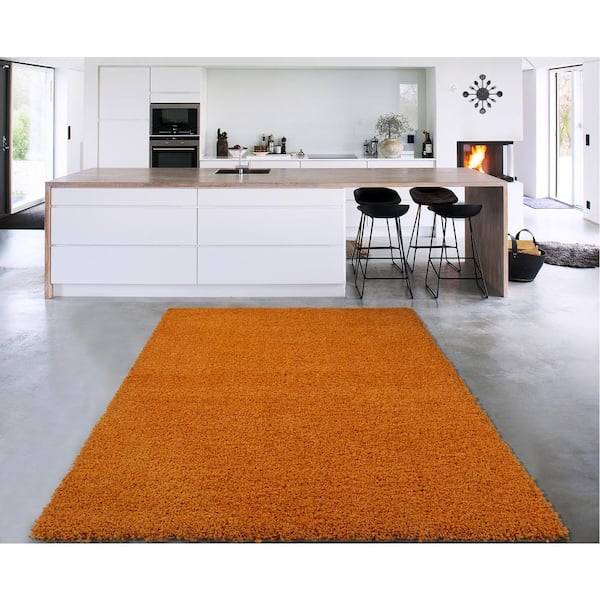 Sweet Home Stores Cozy Shag Collection Orange 8 ft. x 10 ft. Area Rug