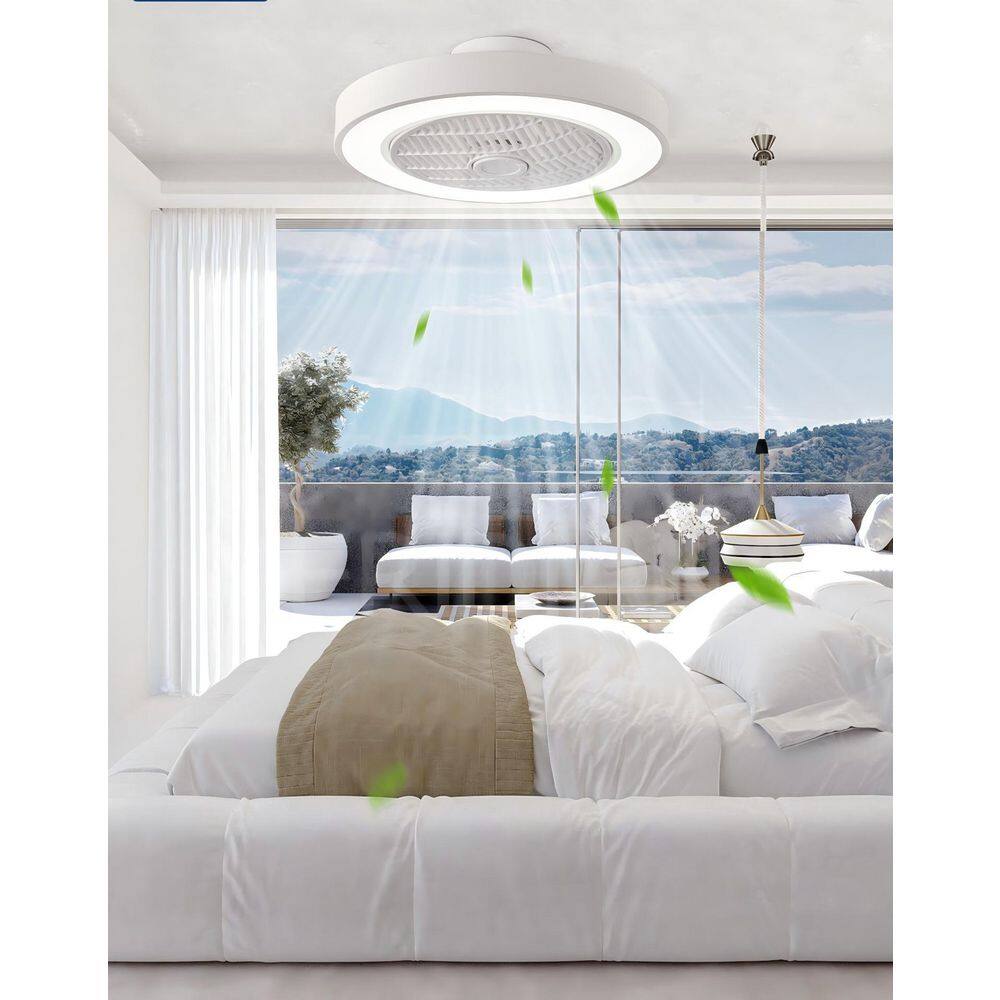 20 in White Indoor Ceiling Fan With LED light Low Profile Remote/APP Control Flush Mount DC motor 6 Speed for bedroom price history on PriceWatchPro