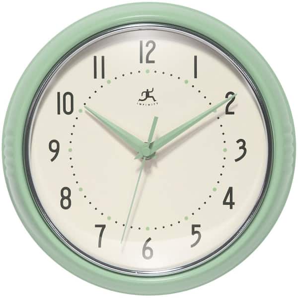 Retro Round Meadow Mist Aluminum Wall Clock, 9.5 in.