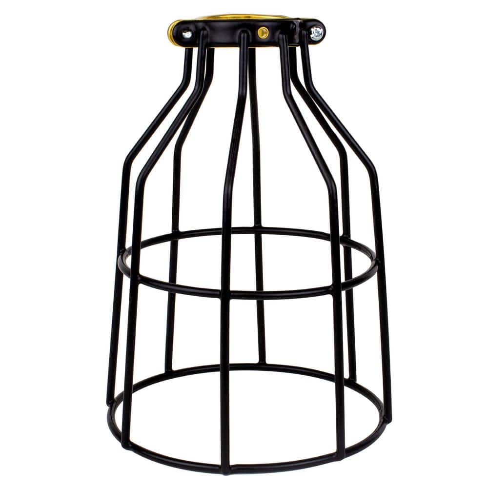 2-Pack Vintage Metal Lamp Guard Pendant Ceiling Light Lamp Bulb Cage Black 