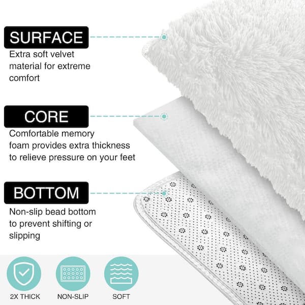 Super Soft White 4 ft. x 5 ft. Solid Polyester Modern Abstract Area Rug