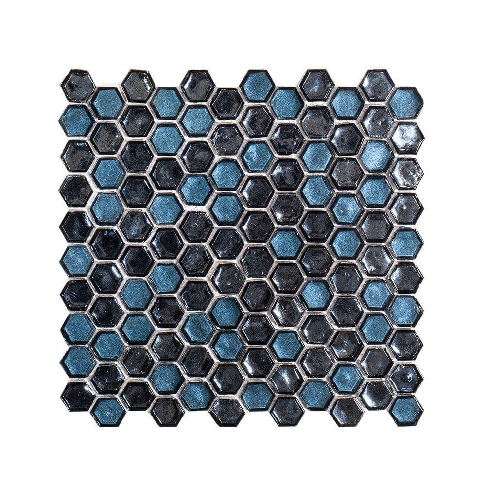 Jeffrey Court Mermaid Lagoon Blue 11375 In X 10875 In Hexagon Gloss Glass Mosaic Tile 0859 Sq Ft Each 99301 The Home Depot