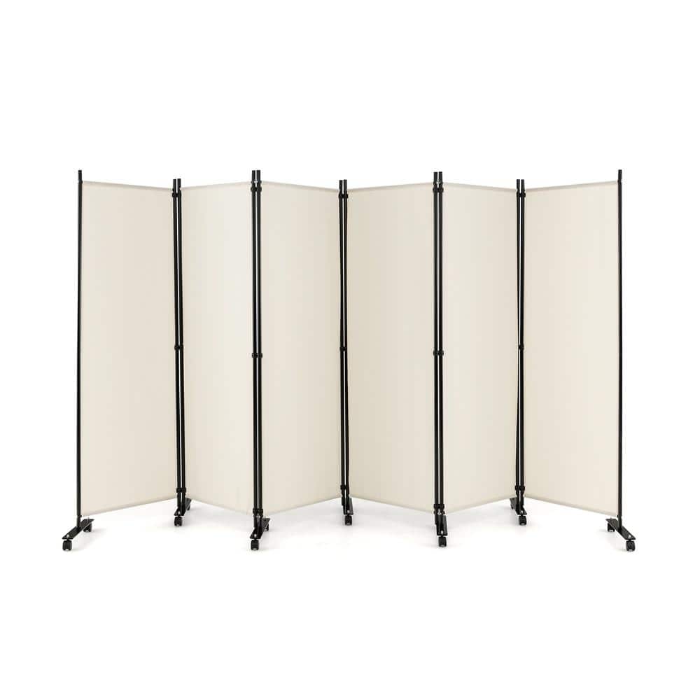 6-Panel 5.7 ft. Tall Rolling Room Divider Privacy Screen on Wheels for Home or Office, White price history on PriceWatchPro