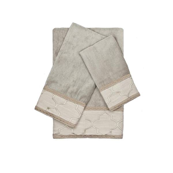 Unbranded Ascot 3-Piece Gray Floral Bath Towel Set