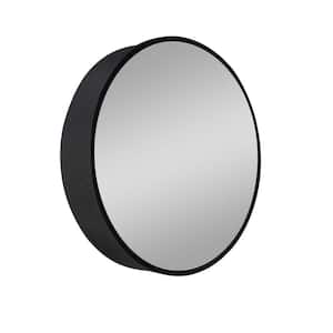 24 in. W x 24 in. H Round Metal Medicine Cabinet with Mirror in Black