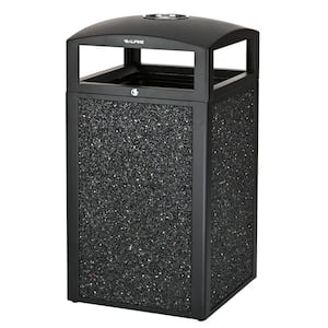 40 Gal. Gray Stone All-Weather Vented Outdoor Commercial Garbage Trash Can with Lid and Ashtray