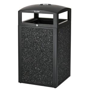 40 Gal. Grey Stone Steel All-Weather Commercial Outdoor Trash Can with Ashtray