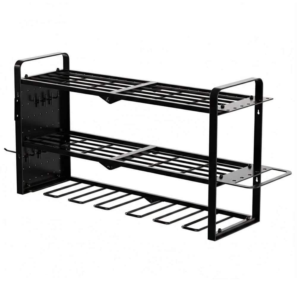 7-Drill Holder Wall Rack Black Heavy Duty Metal Pegboard Tool Organizer with Hammer Clamps and Screwdriver Holders price history on PriceWatchPro
