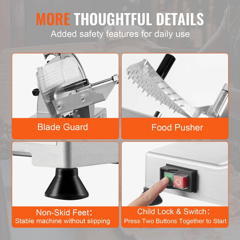 340W Electric Meat Slicer with Stainless Steel Blade and Blade Guard
