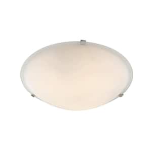 15 in. 3-Light Brushed Nickel Flush Mount Ceiling Light Fixture with Marbleized Glass Shade