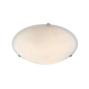 12 in. 2-Light Brushed Nickel Flush Mount Kitchen Ceiling Light Fixture with Marbleized Glass Shade