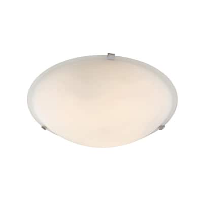12 in. 2-Light Brushed Nickel Flush Mount with Marbleized Glass Shade