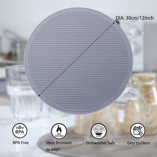 12 in. Silicone Microwave Mat with Round, Trivet, Hot Pad, Pot Holder for Microwave and Kitchen Use (2-Pack)