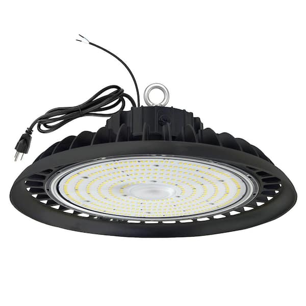 Honbei 10 in. 300-Watt Equivalent Integrated LED Dimmable Black UFO High Bay Light, 5000K 14000 Lumens Area Lighting Fixture