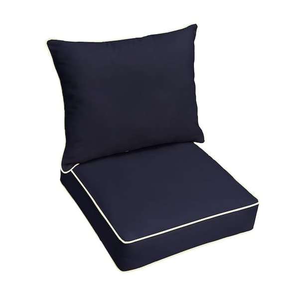 SORRA HOME 25 in. x 25 in. x 5 in. Deep Seating Outdoor Pillow and Cushion Set in Sunbrella Canvas Navy