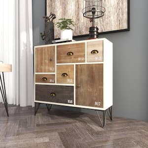 Brown Wood Chest with Numbers and Dome Handles 33 in. X 36 in. X 13 in.