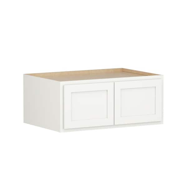 SIMPLY WOODMARK PRO Shaker Partial Overlay 36 in. W x 24 in. D x 15 in. H Plywood Assembled Wall Kitchen Cabinet in Linen White
