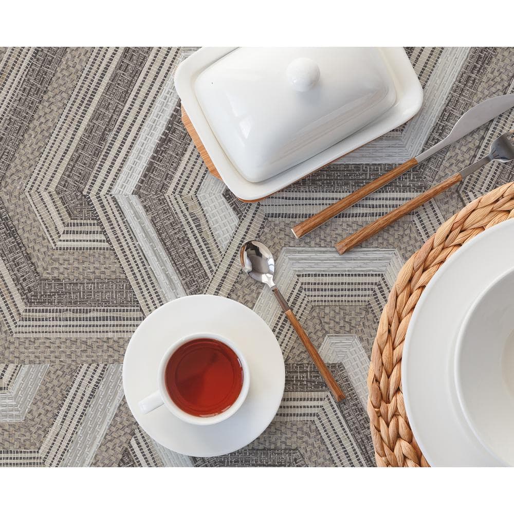 Geo Puzzle Brown Faux Grasscloth Matte Vinyl Peel & Stick Wallpaper price history on PriceWatchPro