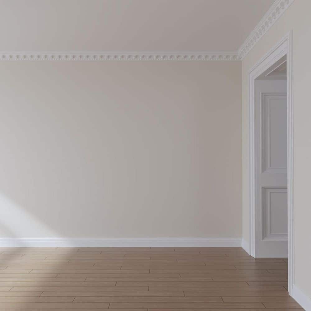 Primed White Polyurethane Attica Crown Moulding, 94.5 inches