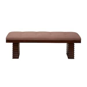 Trulinea Dark Espresso 58.5 in. W Bedroom Bench with Cushioned, Solid Wood, Tufted