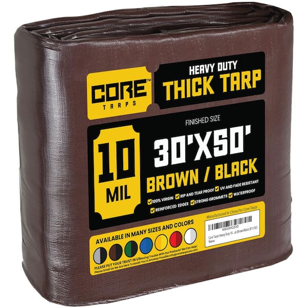 30 ft. x 50 ft. Brown/Black 10 Mil Heavy Duty Polyethylene Tarp, Waterproof, UV Resistant, Rip and Tear Proof