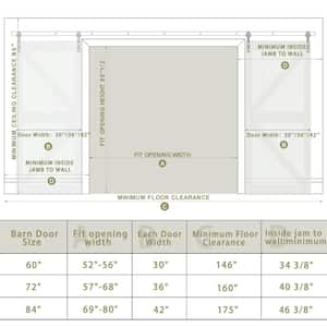 84 in. x 84 in. 2-Panel Pine Solid Wood Unfinished Double Sliding Barn Door Slab with Hardware Kit