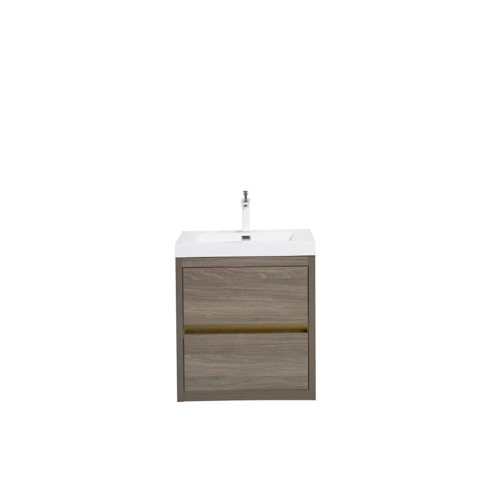 30 in. W Wall-Mounted Floating Vanity Cabinet in Ash Grey with Single Sink and White Stone Resin Top price history on PriceWatchPro