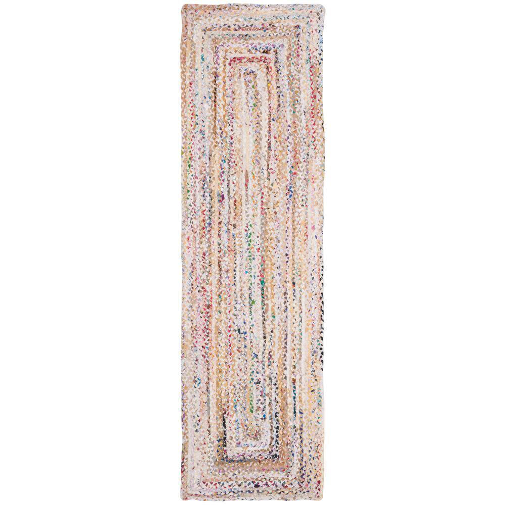 SAFAVIEH Braided Ivory/Multi 2 ft. x 14 ft. Border Runner Rug BRD210B ...