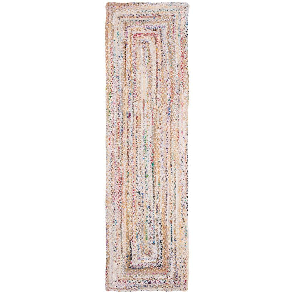 SAFAVIEH Braided Ivory/Multi 2 ft. x 18 ft. Border Runner Rug