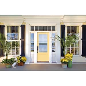 36 in. x 80 in. Right-Hand 3/4 Lite Clear Glass Marigold Painted Fiberglass Prehung Front Door with Brickmould