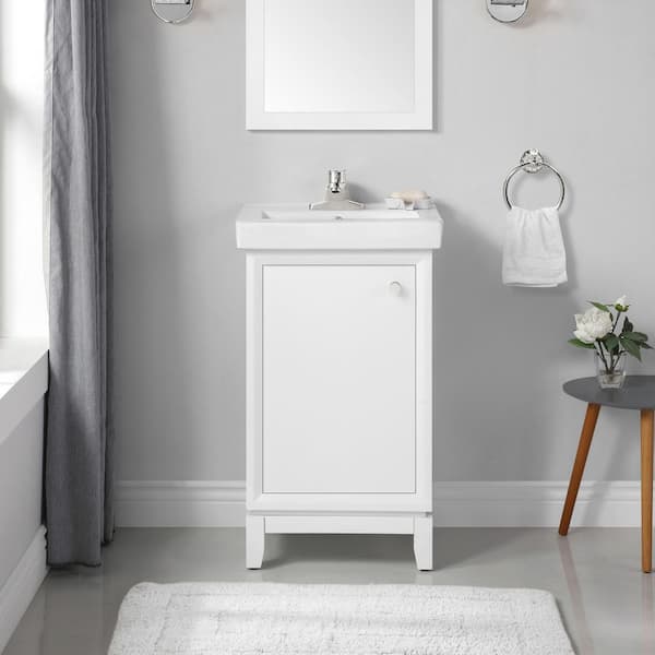 Home Decorators Collection Norris 20 in. Single Sink White Bath Vanity with White Ceramic Top (Assembled)