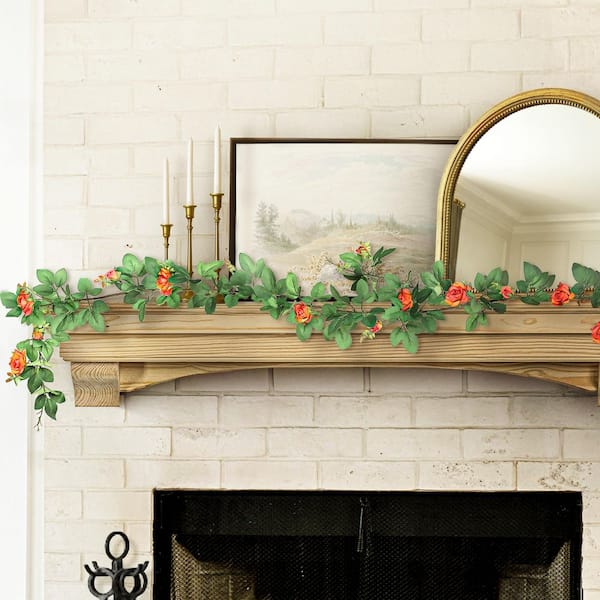 6 ft. Orange Artificial Tea Rose Flower Garland Hanging Vine