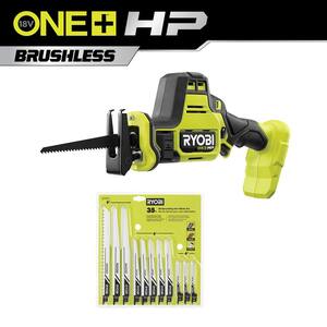ONE+ HP 18V Brushless Cordless Compact One-Handed Reciprocating Saw (Tool Only) w/ Reciprocating Saw Blade Set (35Piece)