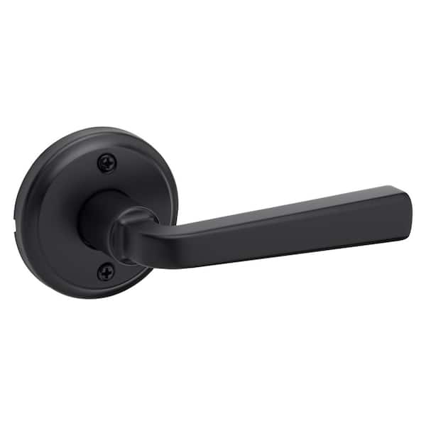 Kwikset Trafford Matte Black Reversible Half-Dummy Hall Closet Handle with Microban Antimicrobial Technology