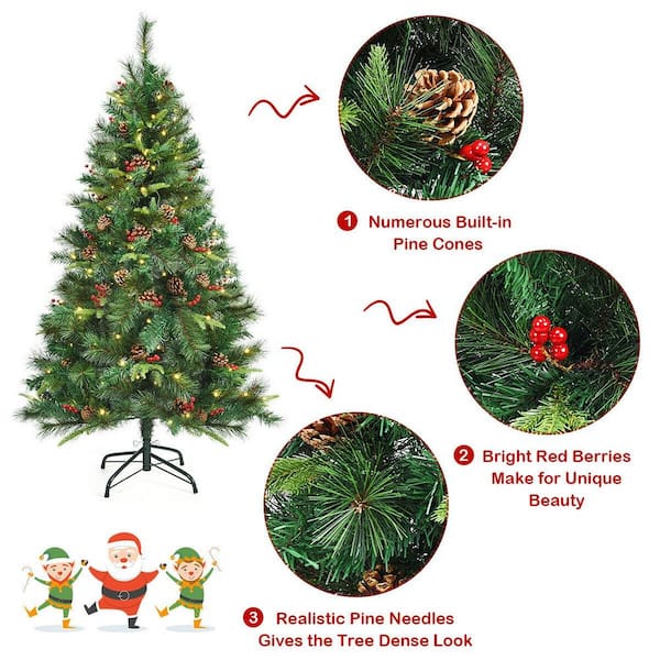 4.5ft 350 Tips Christmas Artificial Tree With Remote Timer 240 LEDs USB  String Light Xmas Holiday Decoration with 48 Christmas Tree Bag 