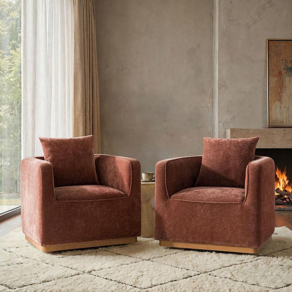 JAYDEN CREATION Berklie 32.75 in. W Modern Rust Solid Wood Swivel