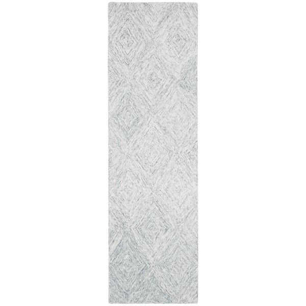 Abstract Silver 2 ft. x 8 ft. Geometric Runner Rug