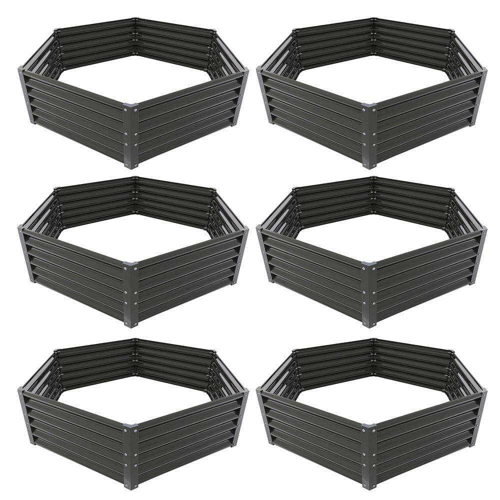 6 Pcs 70 in. x 60 in. x 18 in. Galvanized Steel Raised Garden Beds for Vege