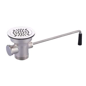 3-1/2 in. Sink Opening Waste Drain Valve Brass Commercial Kitchen Sink Drain With Twist Handle And Overflow Outlet